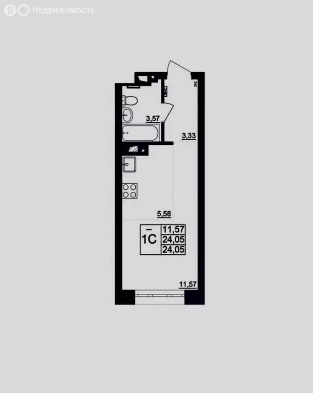 Квартира-студия: Уфа, Революционная улица, 191/1 (24.14 м) - Фото 1