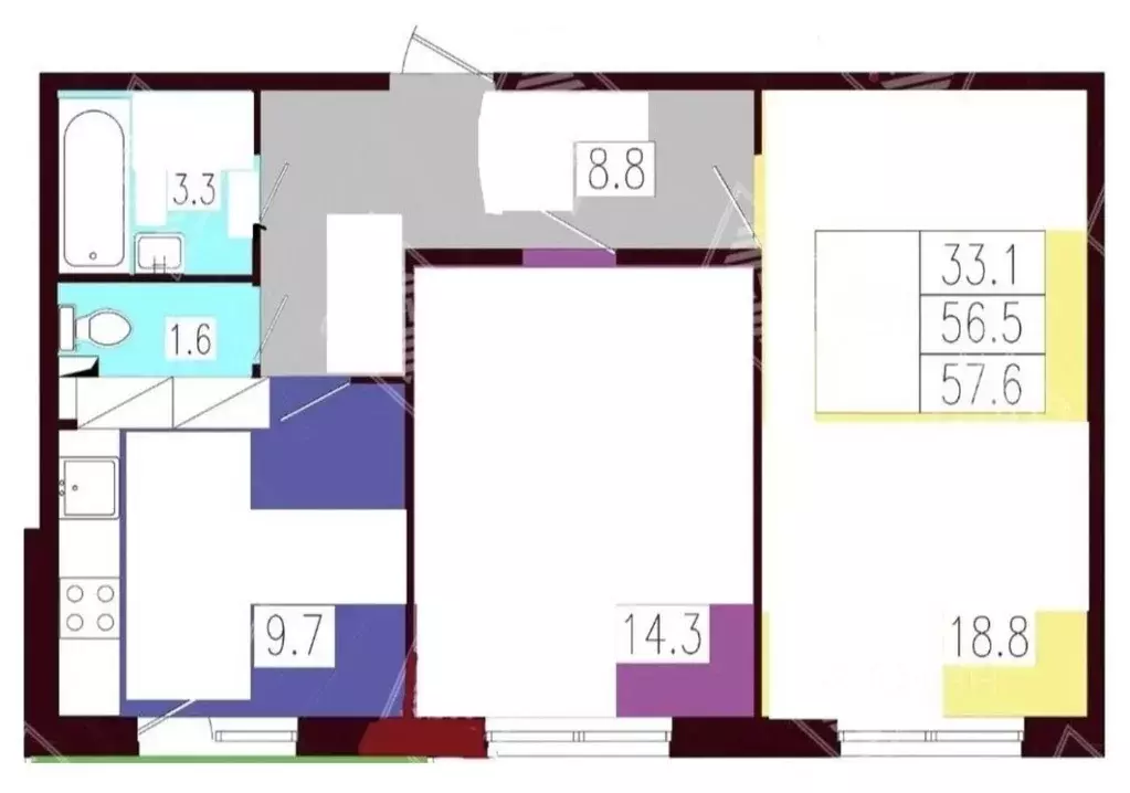 2-к кв. Санкт-Петербург ул. Маршала Казакова, 58 (57.6 м) - Фото 1