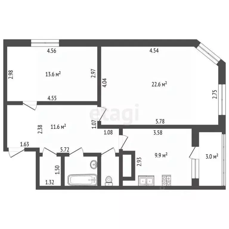 2-к кв. Санкт-Петербург ул. Щербакова, 27к1 (63.6 м) - Фото 2