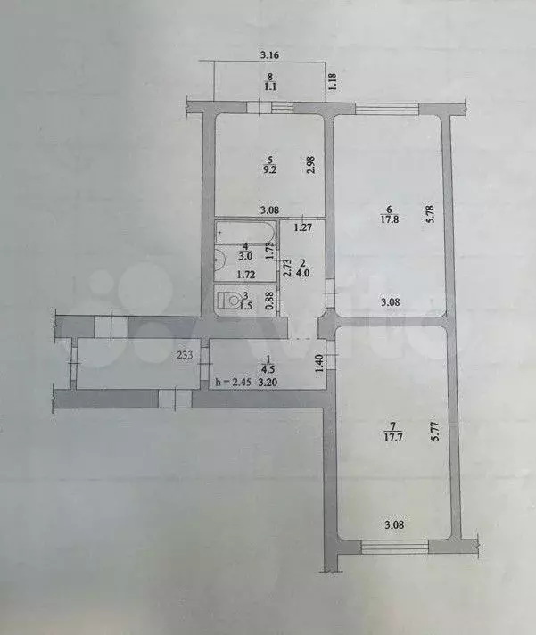 2-к. квартира, 57,7 м, 9/10 эт. - Фото 0