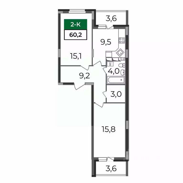 2-к кв. Владимирская область, Владимир бул. Сталинградский, 7 (60.2 м) - Фото 1