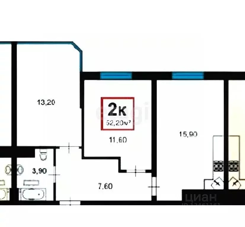 2-к кв. Краснодарский край, Анапа Анапское ш., 32к4 (52.6 м) - Фото 2