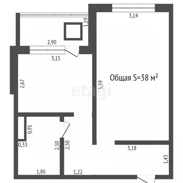 1-к кв. Брянская область, Брянск ул. Романа Брянского, 25 (38.0 м) - Фото 1