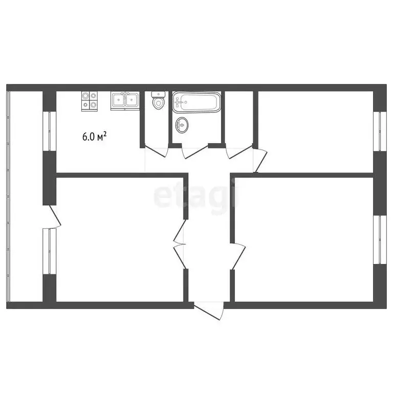 3-комнатная квартира: Лесной, улица Ленина, 120 (59.1 м) - Фото 1