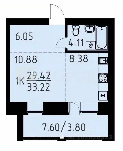 Студия Томская область, Томский район, д. Кисловка, Левобережный мкр ... - Фото 2