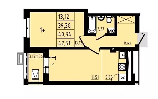Квартира-студия: Уфа, жилой район Затон-Восточный, микрорайон Новаленд ... - Фото 1