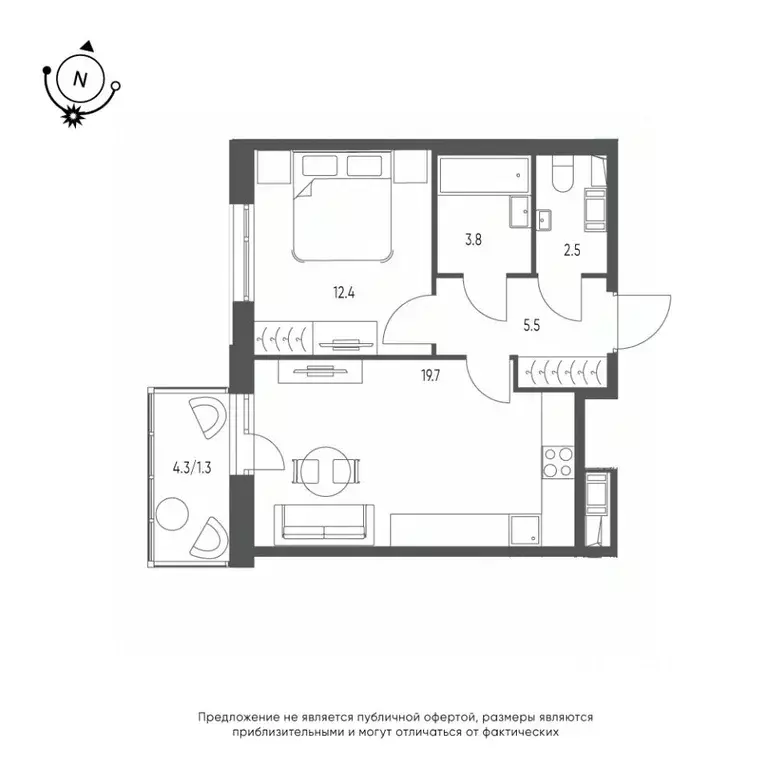1-к кв. Омская область, Омск Зеленая река мкр, 14 (45.2 м) - Фото 0
