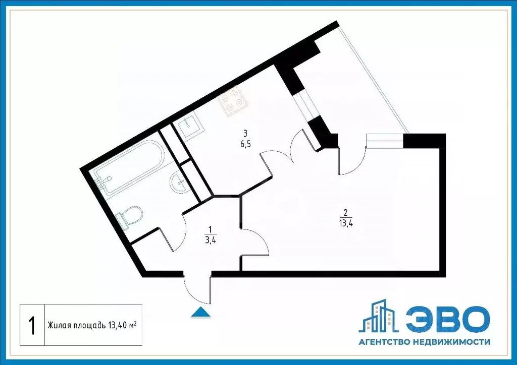 1-к кв. Ленинградская область, Всеволожский район, пос. Бугры ул. ... - Фото 2