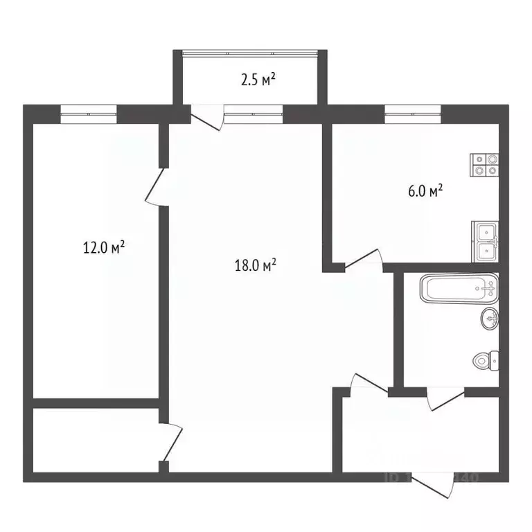 2-к кв. Тюменская область, Тюмень Рижская ул., 72 (41.7 м) - Фото 2
