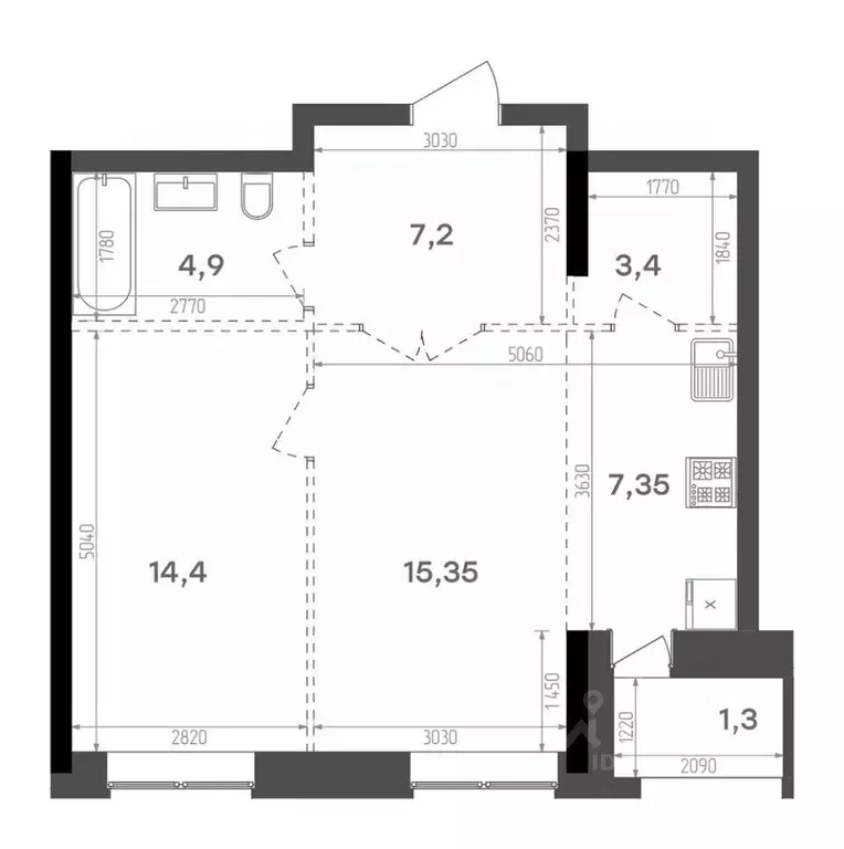1-к кв. Татарстан, Казань Краснококшайская ул., 60 (53.85 м) - Фото 0