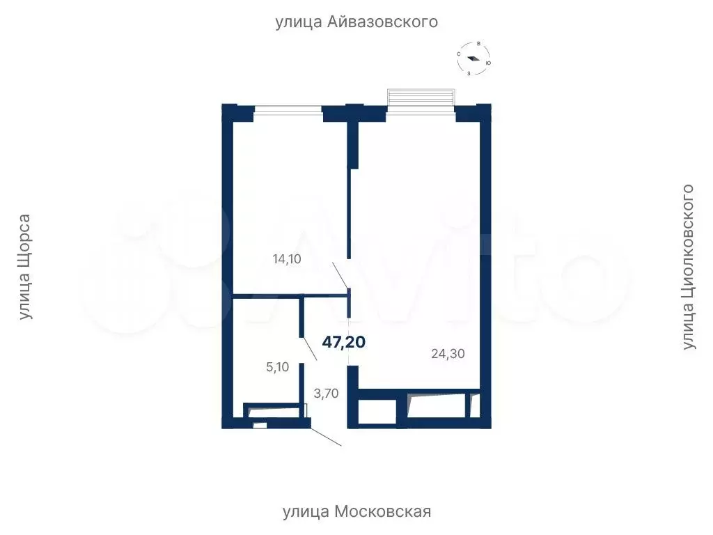 1-к. квартира, 47,2 м, 5/29 эт. - Фото 0