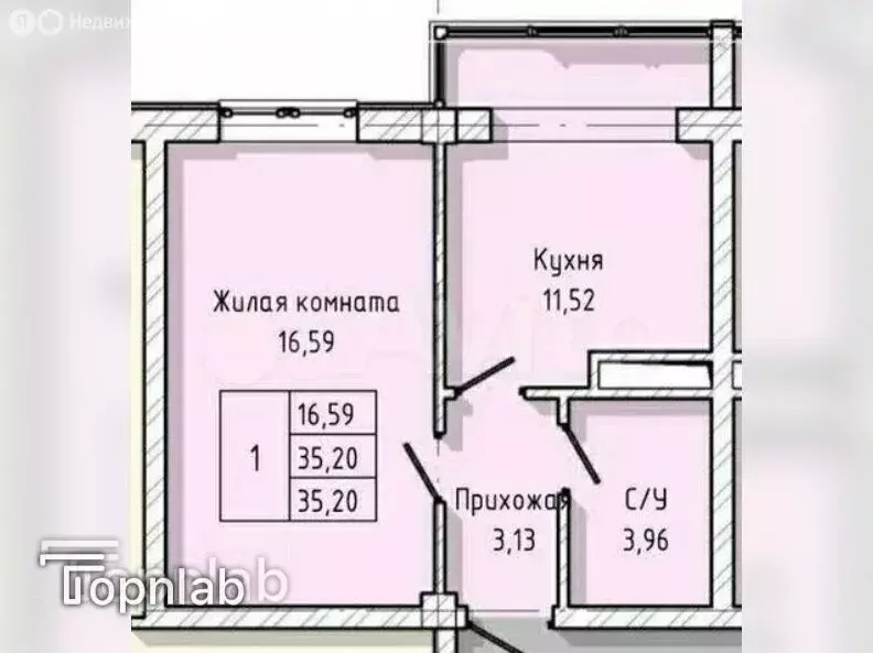 1-комнатная квартира: Нальчик, улица А.А. Кадырова, 24 (35.7 м) - Фото 0