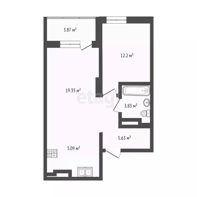 1-к кв. Тюменская область, Тюмень ул. Ю.-Р.Г. Эрвье, 34к1 (47.0 м) - Фото 2