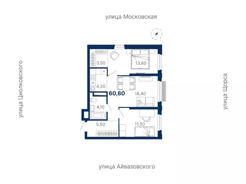 2-комнатная квартира: Екатеринбург, Московская улица, 249/2 (60.8 м) - Фото 0