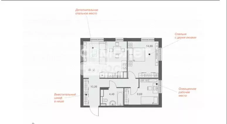 2-комнатная квартира: Липецк, Депутатская улица, 60 (59.2 м) - Фото 0