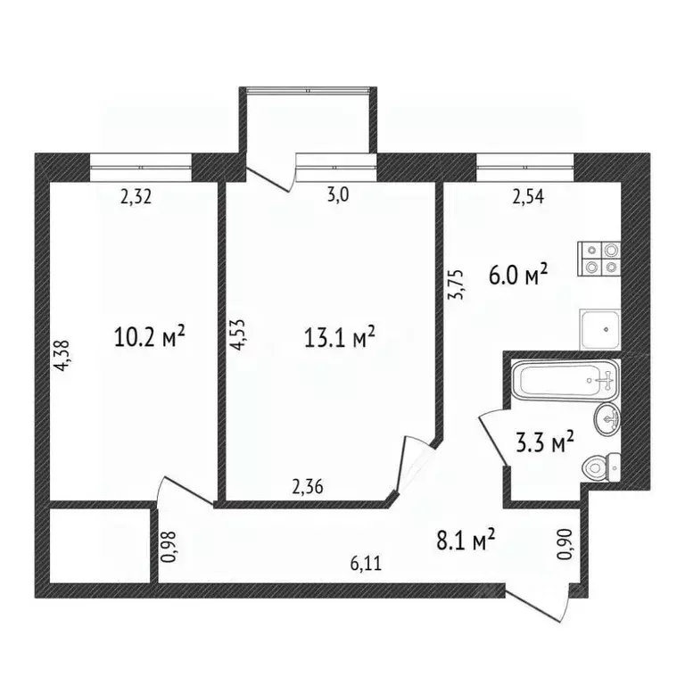 2-к кв. Калужская область, Обнинск просп. Ленина, 68 (40.7 м) - Фото 2