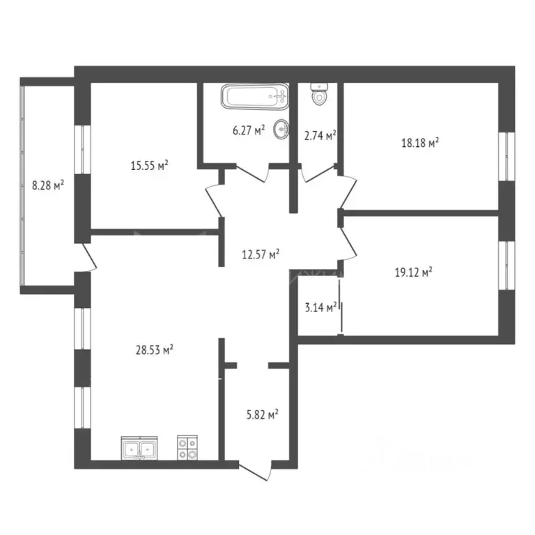 3-к кв. Тюменская область, Тюмень ул. Тимофея Кармацкого, 7к1 (115.7 ... - Фото 1