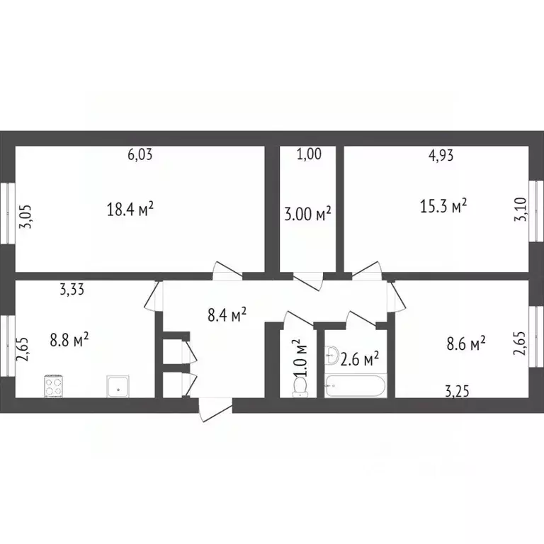 3-к кв. Ямало-Ненецкий АО, Новый Уренгой Молодежная ул., 17Б (69.0 м) - Фото 2