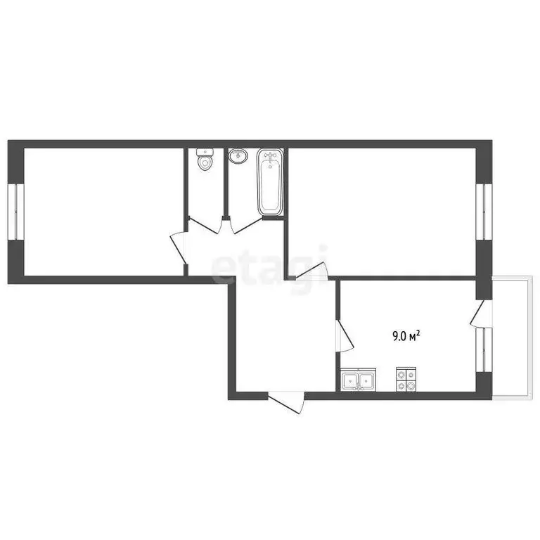 2-комнатная квартира: Рыбинск, улица Ворошилова, 18 (53.1 м) - Фото 1