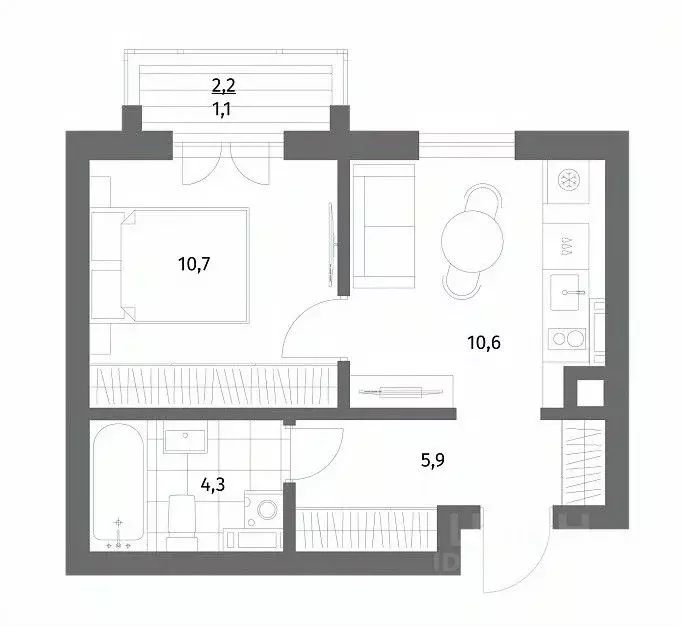 1-к кв. Калининградская область, Гурьевск ул. Имени Антона Пошкуса, ... - Фото 1