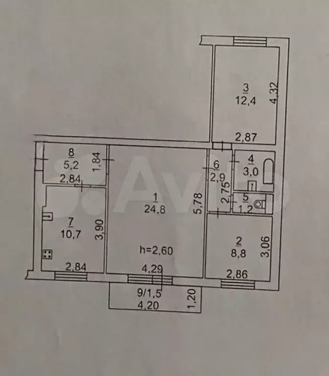 3-к. квартира, 70 м, 6/9 эт. - Фото 0