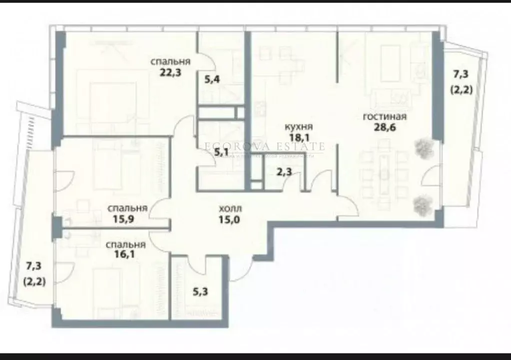 4-к кв. Москва ул. Янковского, 1к2 (137.9 м) - Фото 2