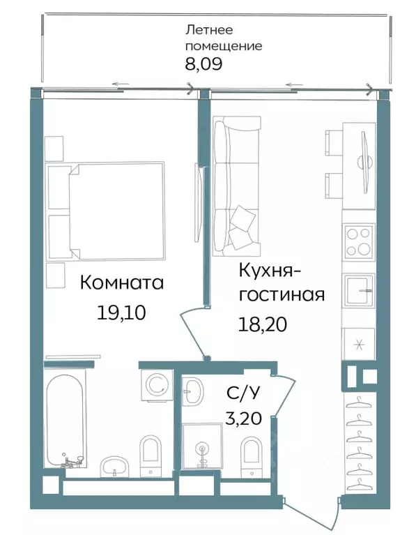 1-к кв. Крым, Саки  (48.59 м) - Фото 1