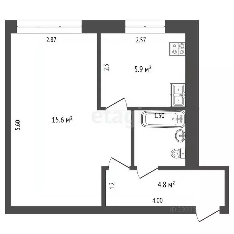 1-к кв. Тюменская область, Тюмень Киевская ул., 61 (32.0 м) - Фото 1