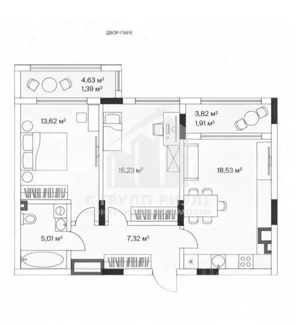 2-к кв. Калининградская область, Гурьевский муниципальный округ, пос. ... - Фото 2