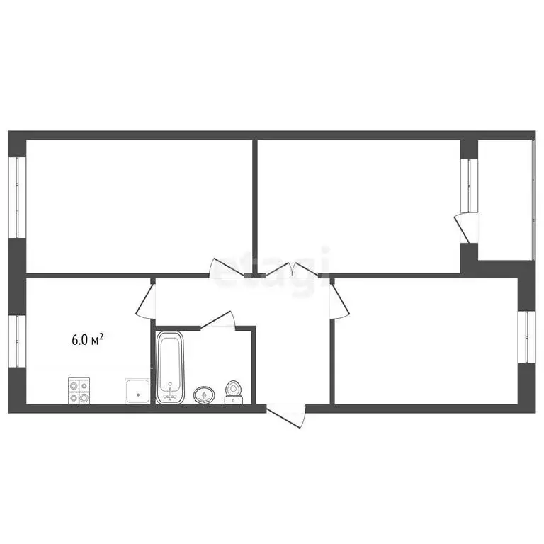 3-комнатная квартира: Нальчик, улица Ватутина, 24 (62.3 м) - Фото 1