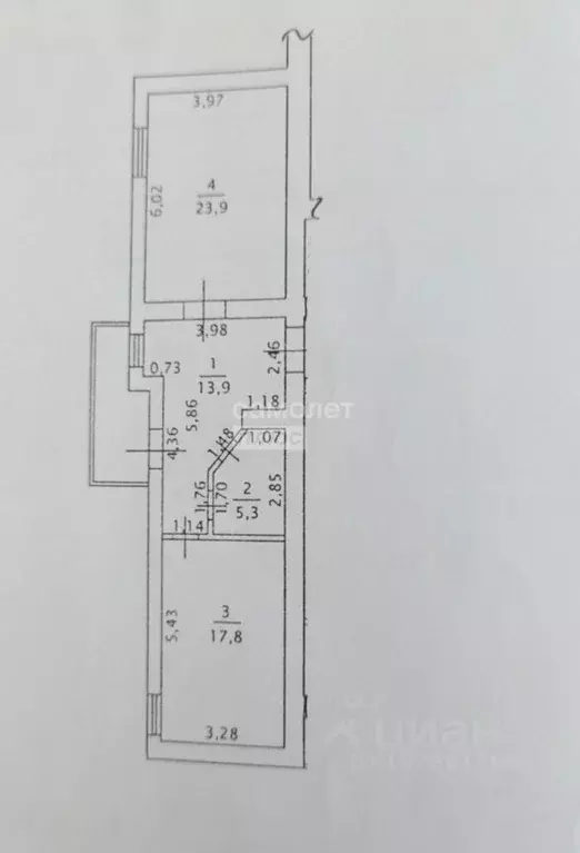 1-к кв. Липецкая область, Липецк Депутатская ул., 55Б (60.9 м) - Фото 2