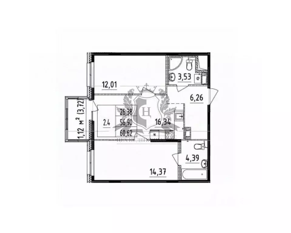 2-к кв. Санкт-Петербург Белоостровская ул., 10к2 (56.9 м) - Фото 1