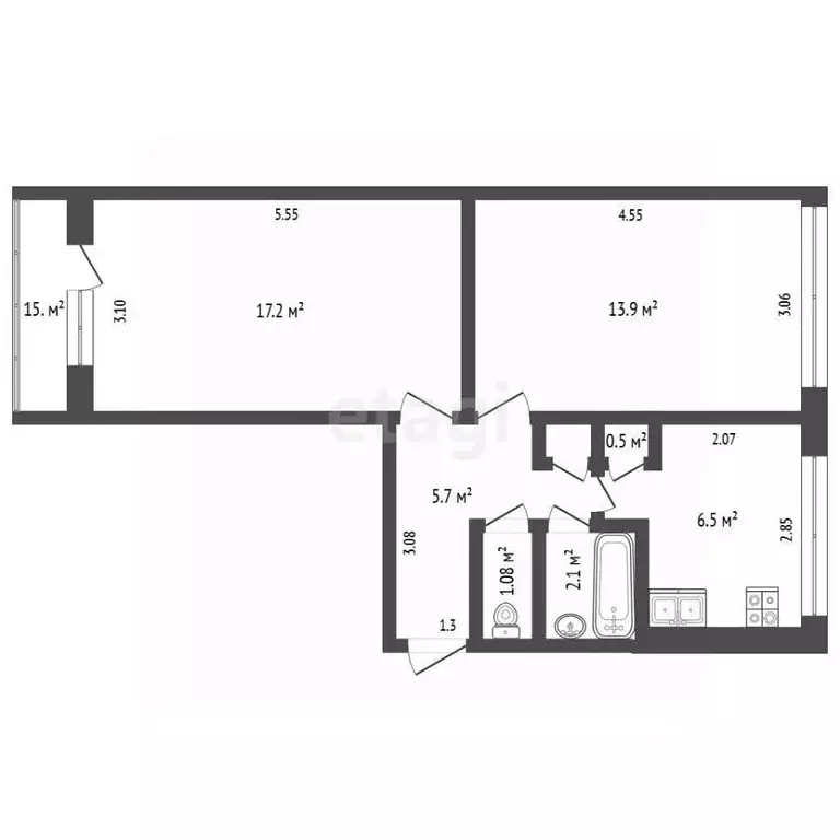 2-к кв. Мордовия, Саранск Серадзская ул., 15 (46.9 м) - Фото 1
