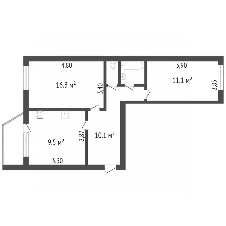 2-к кв. Ямало-Ненецкий АО, Новый Уренгой Юбилейный мкр, 2/3 (51.0 м) - Фото 1