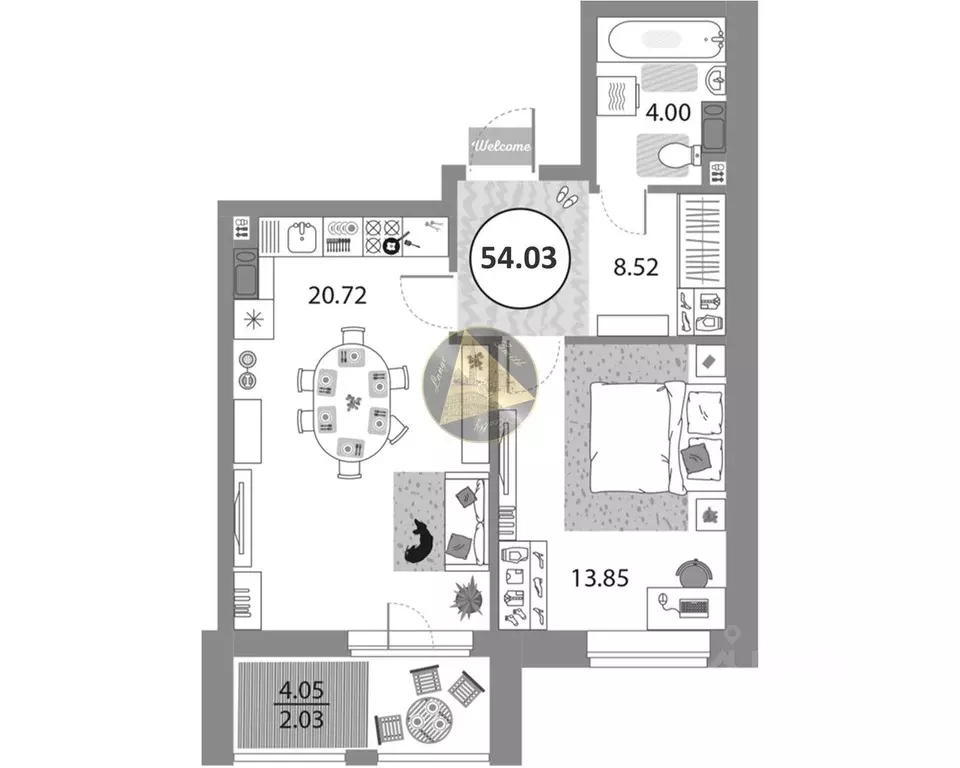 1-к кв. Санкт-Петербург просп. Авиаконструкторов, 54 (54.03 м) - Фото 2