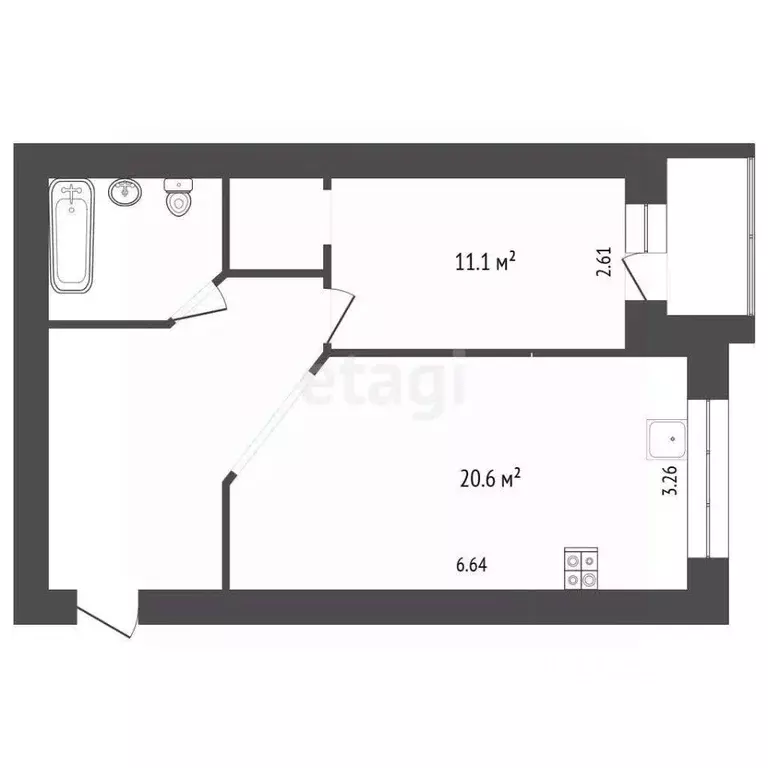 2-к кв. Томская область, Томск тракт Московский, 83 (50.8 м) - Фото 2