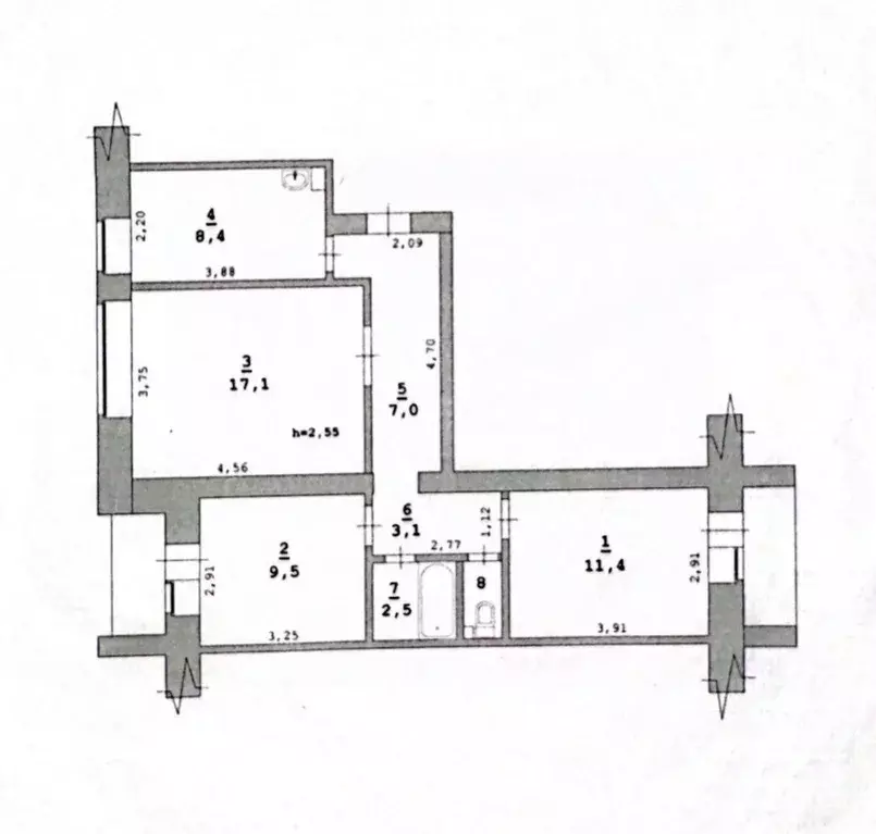 3-к кв. Пермский край, Пермь Монастырская ул., 101 (61.7 м) - Фото 2
