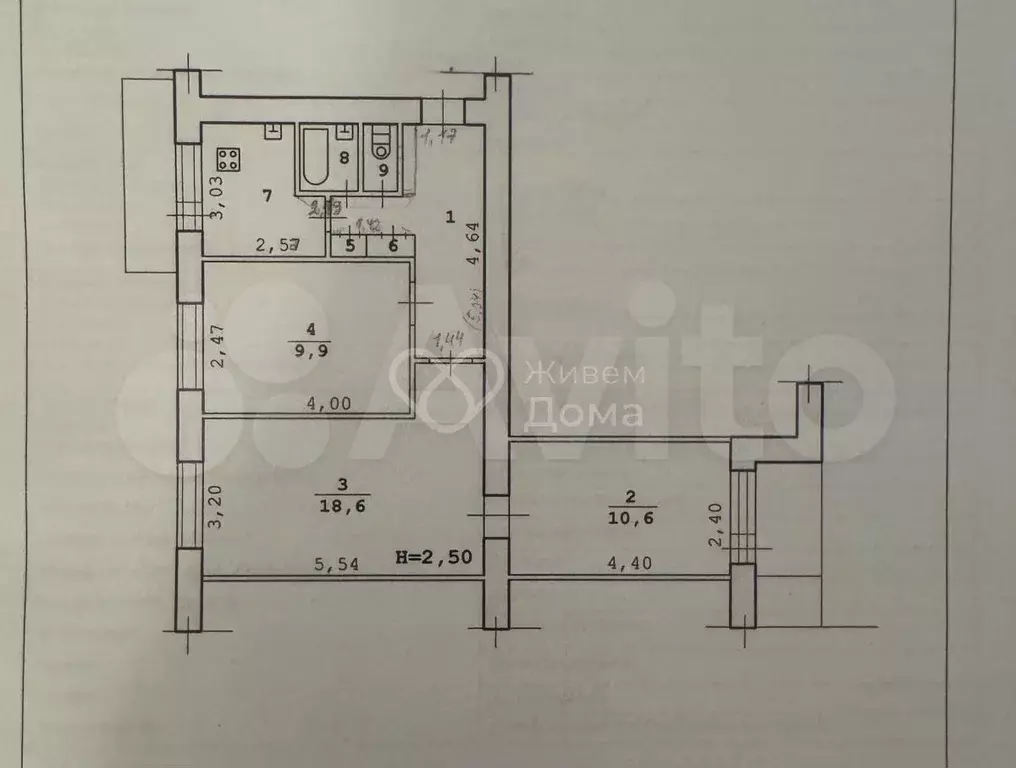 3-к. квартира, 60 м, 6/9 эт. - Фото 0