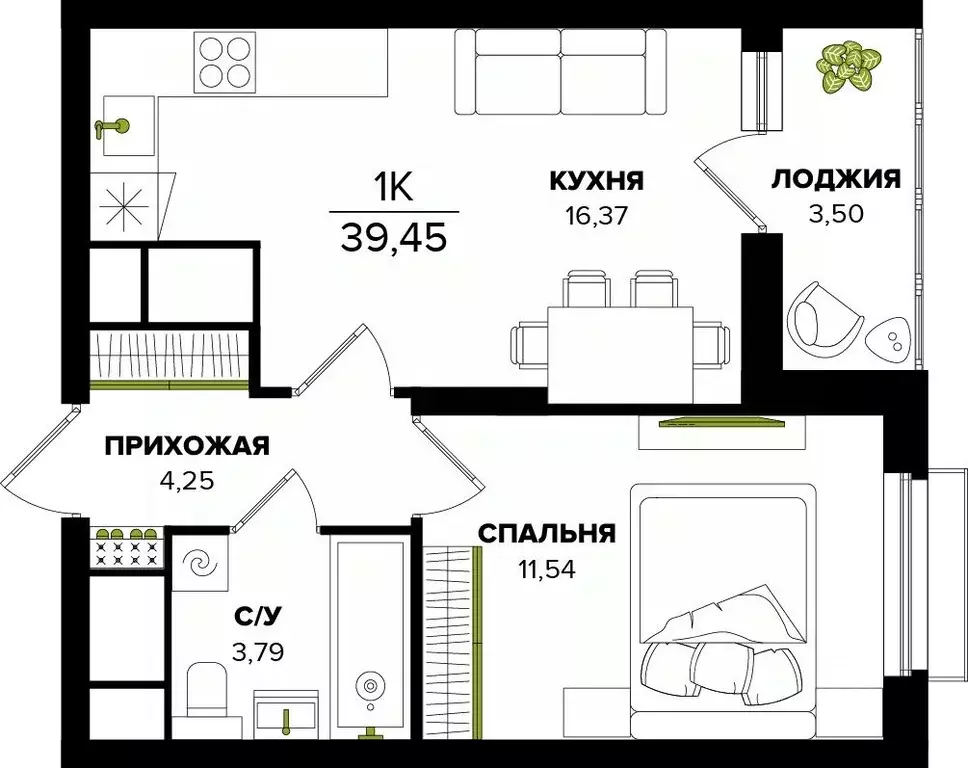 1-к кв. Тульская область, Тула  (39.45 м) - Фото 0