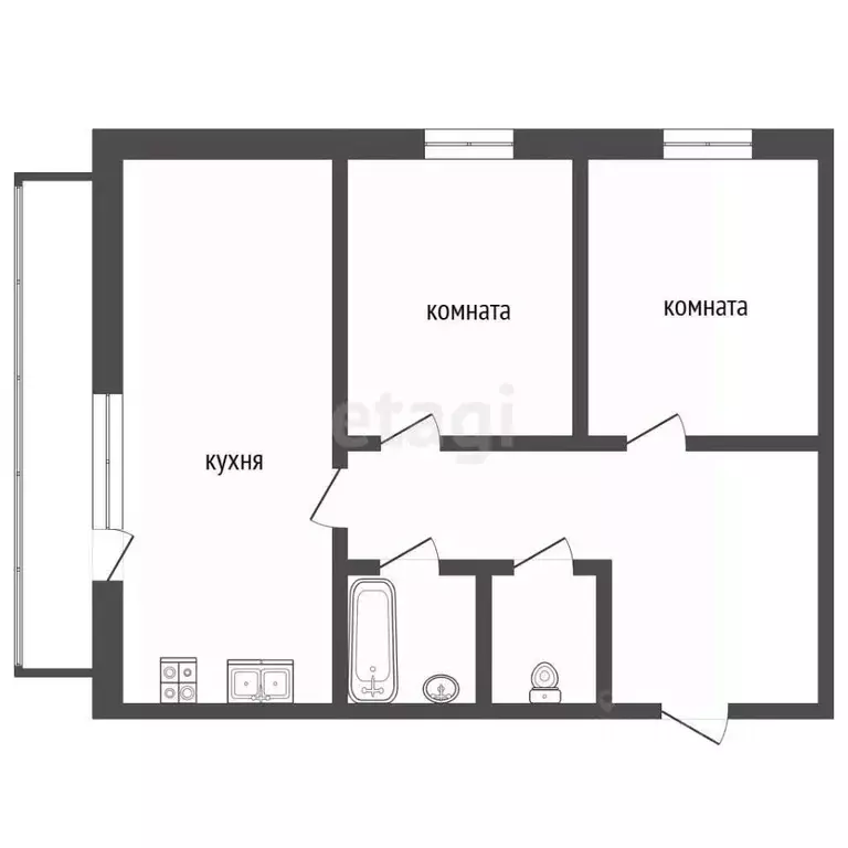 2-к кв. Крым, Сакский район, с. Воробьево ул. Полтавская, 13 (44.6 м) - Фото 2