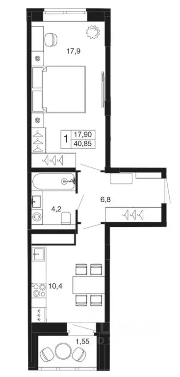 1-к кв. Московская область, Апрелевка Наро-Фоминский городской округ, ... - Фото 1