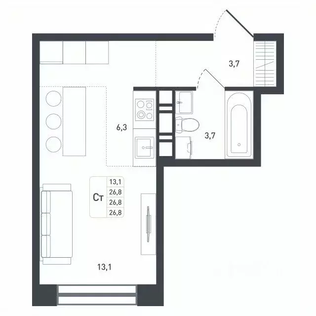 Студия Московская область, Подольск городской округ, д. Борисовка ... - Фото 1