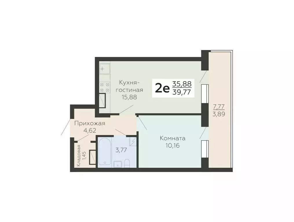 2-комнатная квартира: Воронеж, Ленинградская улица, 118А (39.77 м) - Фото 0