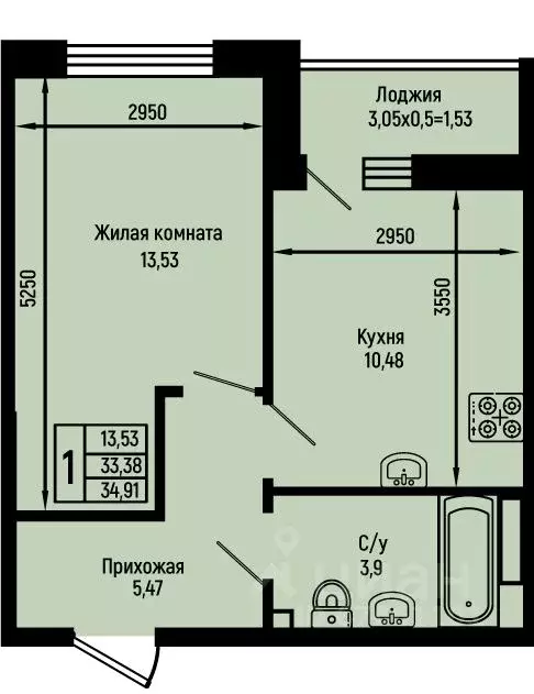 1-к кв. Краснодарский край, Туапсинский муниципальный округ, с. Небуг ... - Фото 1