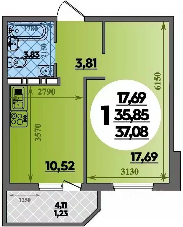 1-к кв. Краснодарский край, Краснодар ул. Генерал-лейтенанта ... - Фото 1