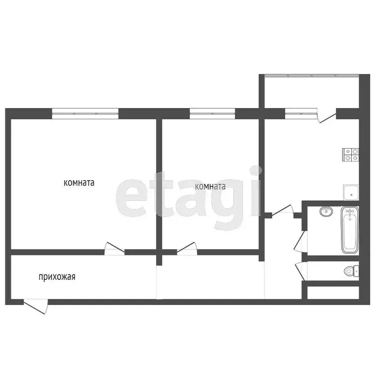 Квартира, 2 комнаты, 57.2 м - Фото 0