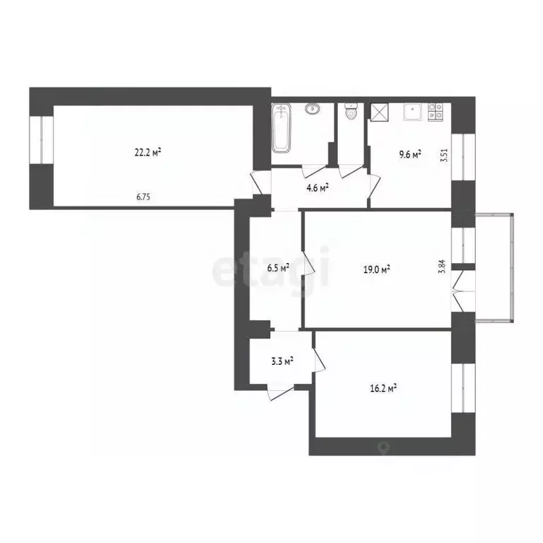 3-к кв. Москва ул. Алабяна, 10К2 (86.4 м) - Фото 2