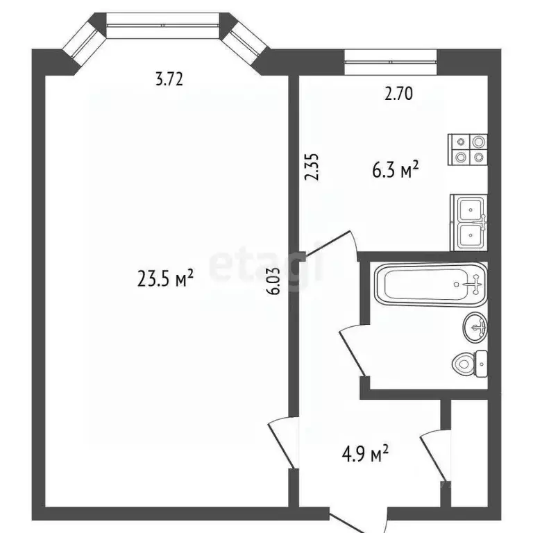 1-к кв. Ямало-Ненецкий АО, Новый Уренгой Железнодорожная ул., 46 (38.9 ... - Фото 2