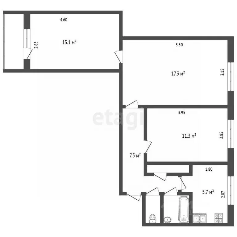 3-к кв. Ямало-Ненецкий АО, Новый Уренгой Юбилейная ул., 8 (58.3 м) - Фото 2
