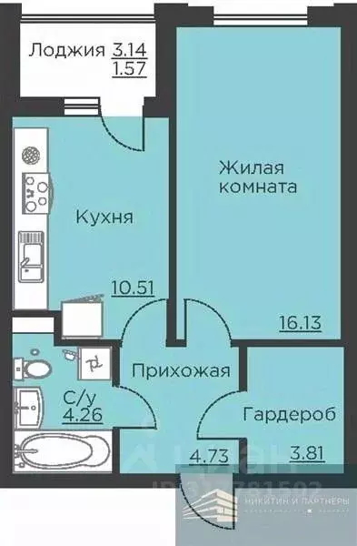 1-к кв. Воронежская область, Воронеж ул. Ломоносова, 116Б (41.0 м) - Фото 0